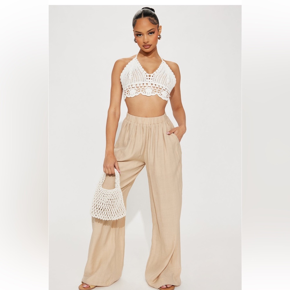 Wide Leg Khaki Pants (beach perfect)